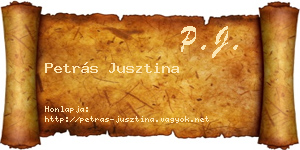 Petrás Jusztina névjegykártya